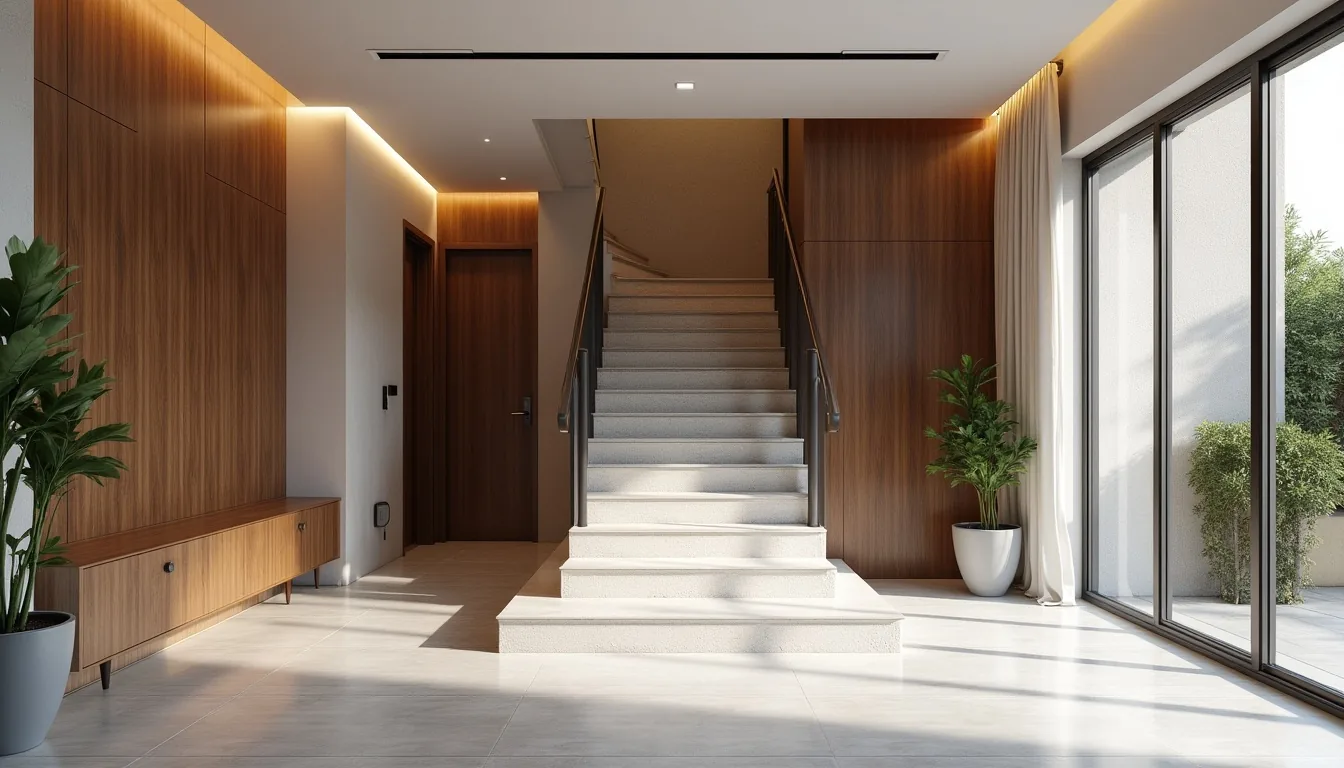 Temelli villa tadilatında giriş ve merdiven tasarımı
